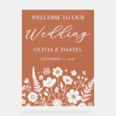 Boho Bloemen Bruiloft Welkom Acrylaat Bord (Voorkant)