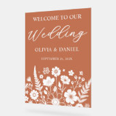 Boho Bloemen Bruiloft Welkom Acrylaat Bord (Hoek)