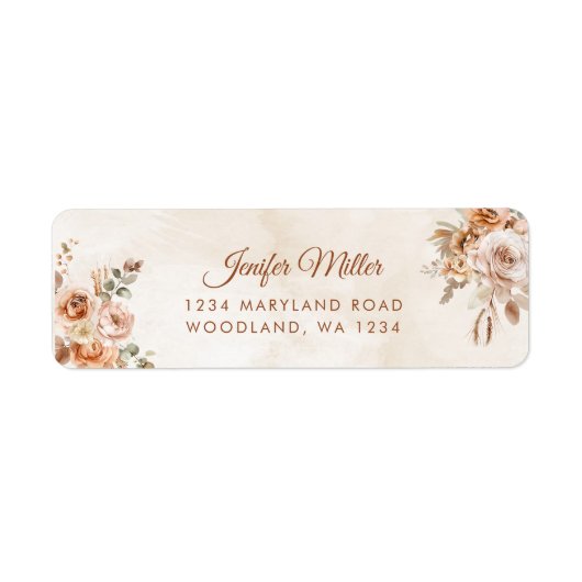 Boho Bloemen Bruiloftsfeest Etiket (Voorkant)
