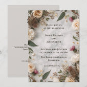Boho bloemen bruiloftsinvatie | Crème Rozen Rome Kaart (Voorkant / Achterkant)