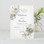 Boho bloemen bruiloftsinvatie kaart (Staand voorkant)