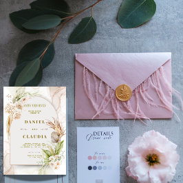 Boho bloemen bruiloftsinvatie kaart