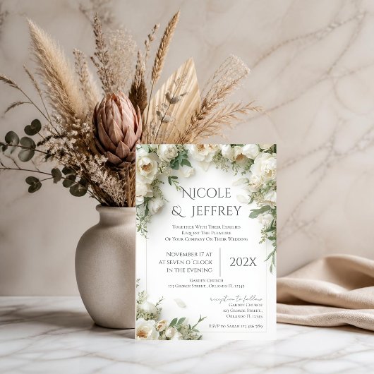 Boho bloemen bruiloftsinvatie kaart