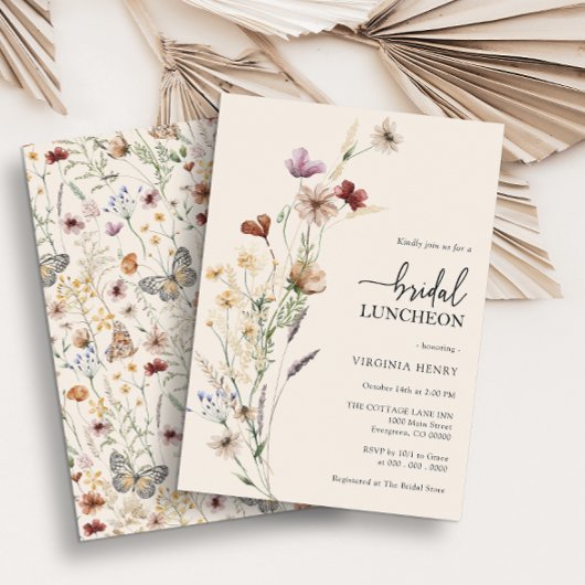 Boho Bloemen Bruiloftslunch Kaart