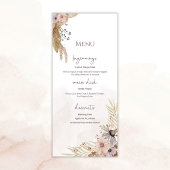 Boho Bloemen Bruiloftsmenu Menu