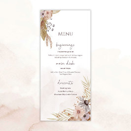 Boho Bloemen Bruiloftsmenu Menu