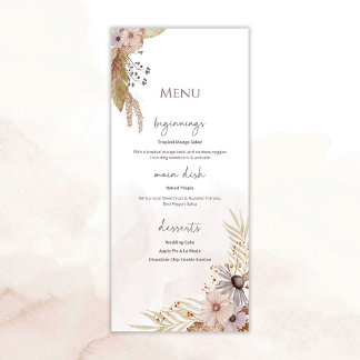 Boho Bloemen Bruiloftsmenu Menu