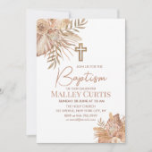 Boho bloemen bruine doopuitnodiging voor meisje kaart (Voorkant)