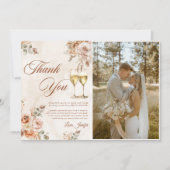 Boho Bloemen Brunch en Bruisende Bruidsmeisjesfees Bedankkaart (Voorkant)