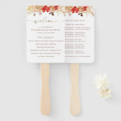 Boho Bloemen Ceremonie Programma Teken Terracotta Handwaaier (Voorkant en achterkant)