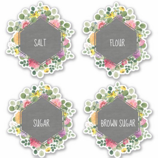 Boho Bloemen Chalkboard Keuken Canister Label (Voorkant)