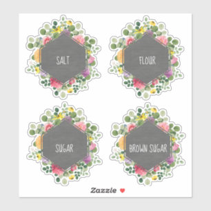 Boho Bloemen Chalkboard Keuken Canister Label
