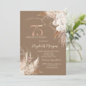 Boho Bloemen,Champagneglas,Terracotta 75ste Kaart (Staand voorkant)
