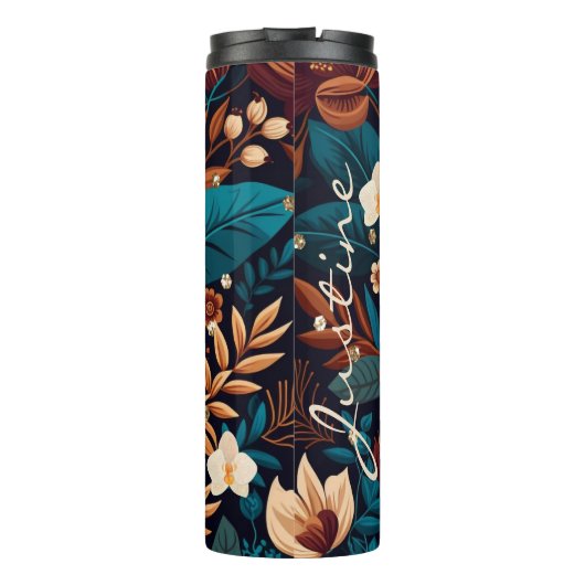 Boho Bloemen Chic Classy Thermische Tumbler Thermosbeker (Achterkant)