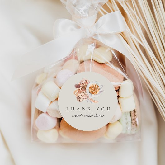 Boho Bloemen Coffee Bruidsmeisjesfeest Bedankt Ronde Sticker