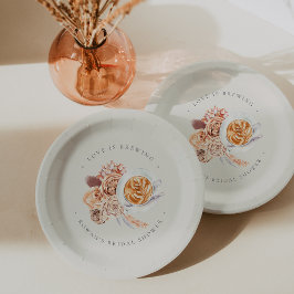 Boho Bloemen Coffee "Liefde is in de lucht" Bruids Papieren Bordje
