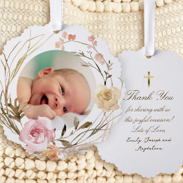 boho bloemen Doop dank u Ornament Kaart