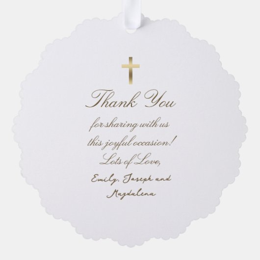 boho bloemen Doop dank u Ornament Kaart (Achterkant)