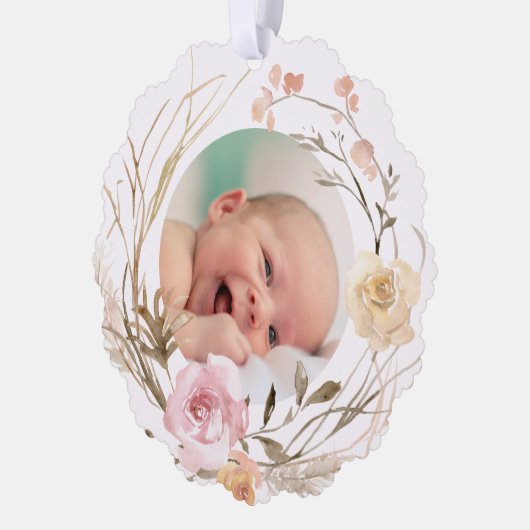 boho bloemen Doop dank u Ornament Kaart (Links)