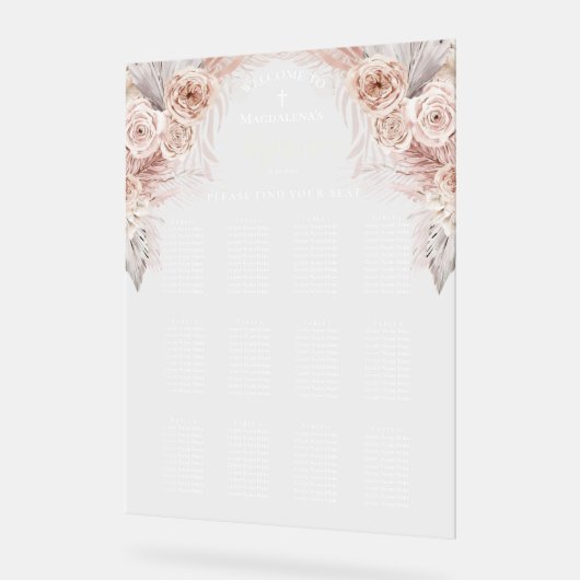 Boho bloemen Doop zitgrafiek Acryl Bord (Hoek)