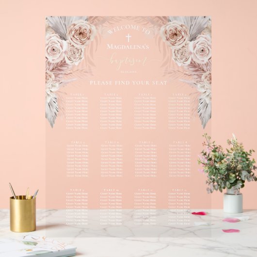 Boho bloemen Doop zitgrafiek Acryl Bord (Huwelijk)