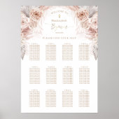 boho bloemen Doop zitplaatsenkaart Poster (Voorkant)