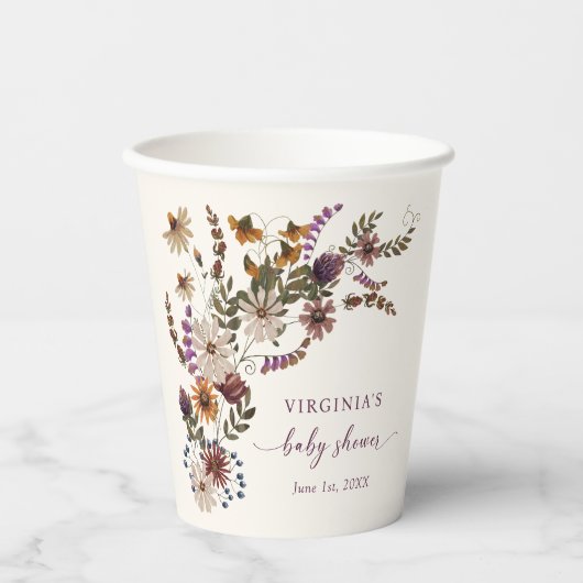 Boho Bloemen Douche Papier Cup Papieren Bekers (Voorkant)