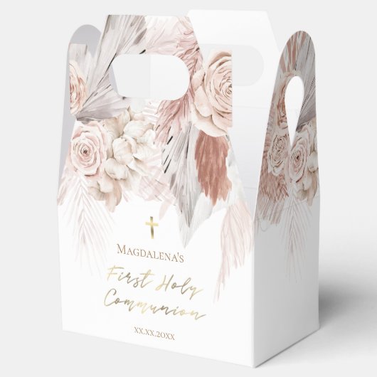 Boho bloemen Eerste Heilige Communie Bedankdoosjes (Geopend)