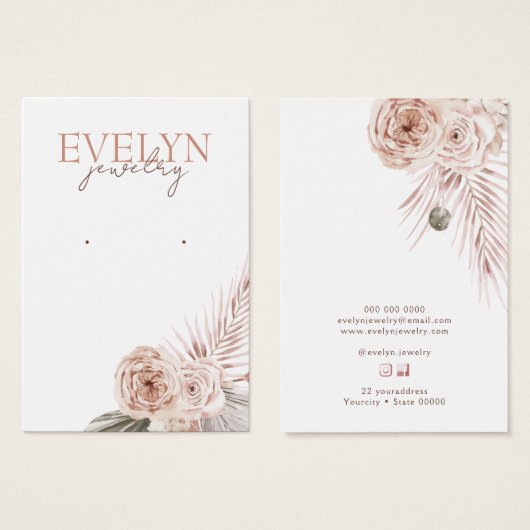 Boho-bloemen elegant oorenkaart visitekaartje (Voorkant /achterkant)