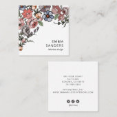 Boho bloemen en bladeren vierkante visitekaartje (Voorkant / Achterkant)