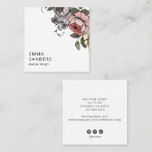 Boho bloemen en bladeren vierkante visitekaartje (Voorkant / Achterkant)