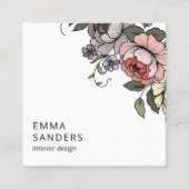 Boho bloemen en bladeren vierkante visitekaartje (Voorkant)