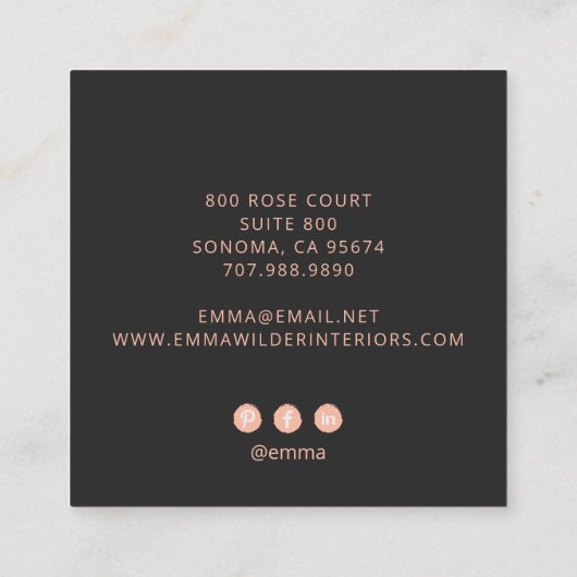 Boho bloemen en bladeren vierkante visitekaartje (Achterkant)