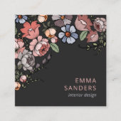 Boho bloemen en bladeren vierkante visitekaartje (Voorkant)
