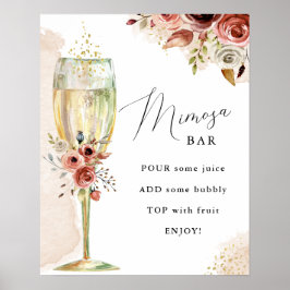 Boho Bloemen en Champagneglaas Mimosa Bar Bord Poster