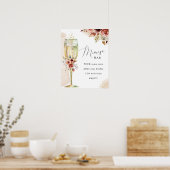 Boho Bloemen en Champagnetuin Mimosa Bar Bord Poster (Keuken)
