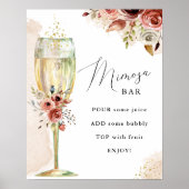 Boho Bloemen en Champagnetuin Mimosa Bar Bord Poster (Voorkant)