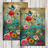 BOHO-BLOEMEN EN DECOUPAGE VAN VOGELS TISSUEPAPIER