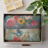 BOHO-BLOEMEN EN DECOUPAGE VAN VOGELS TISSUEPAPIER (Geschenk)