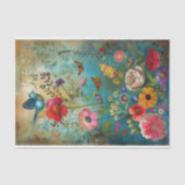 BOHO-BLOEMEN EN DECOUPAGE VAN VOGELS TISSUEPAPIER (Voorkant)