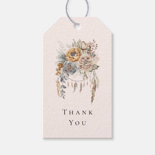 Boho Bloemen en Dreamcatcher - Dank u Cadeaulabel (Voorkant)