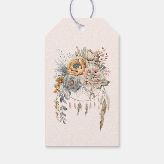 Boho Bloemen en Dreamcatcher - Dank u Cadeaulabel (Achterkant)