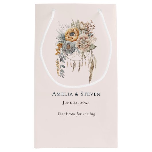 Boho Bloemen en Dreamcatcher - Huwelijk Klein Cadeauzakje (Achterkant)