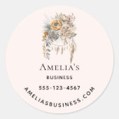 Boho Bloemen en Dreamcatcher - Zakelijk Ronde Sticker (Voorkant)