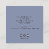 Boho Bloemen en gebladerte Dusty Blue Vierkante Visitekaartje (Achterkant)