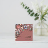 Boho Bloemen en gebladerte Koper Bruin Vierkante Visitekaartje (Staand voorkant)