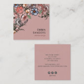 Boho bloemen en groen vierkante visitekaartje (Voorkant / Achterkant)