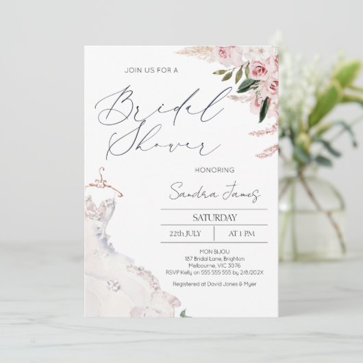 Boho Bloemen en Jurk Vrijgezellenfeest Kaart (Staand voorkant)