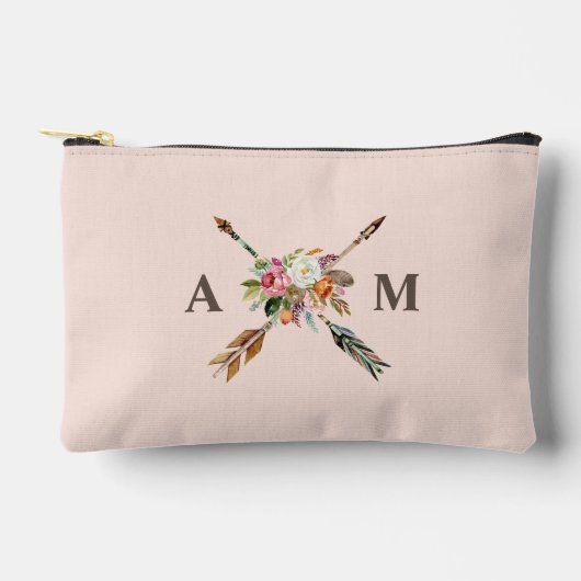 Boho Bloemen en Pijlen Geborduurd Monogram Etui (Voorkant)