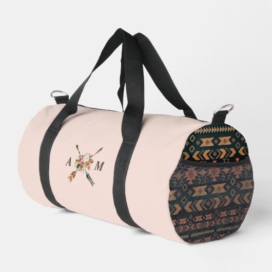 Boho Bloemen en Pijlen Monogram Plunjezak (Rechterhoek)